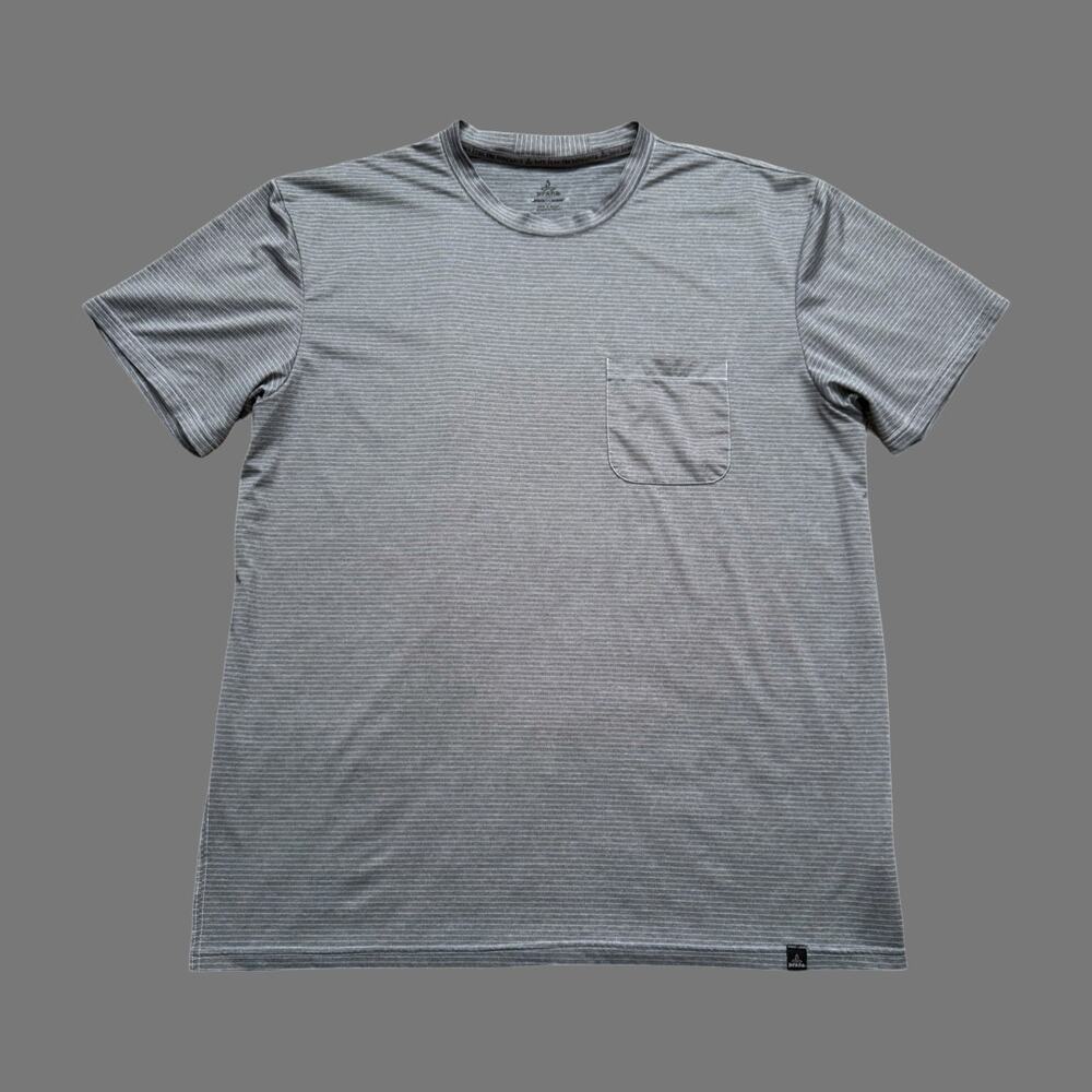prAna Ganaway Striped Performance Tee Gray XL